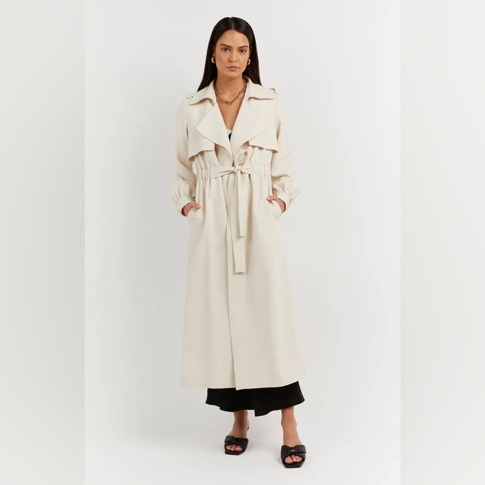 Dissh Serena Stone Gathered Trench Coat (US Size 8, Stone)